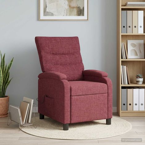 vidaXL Silla de masajes reclinable Rojo vino Tela (1/4)