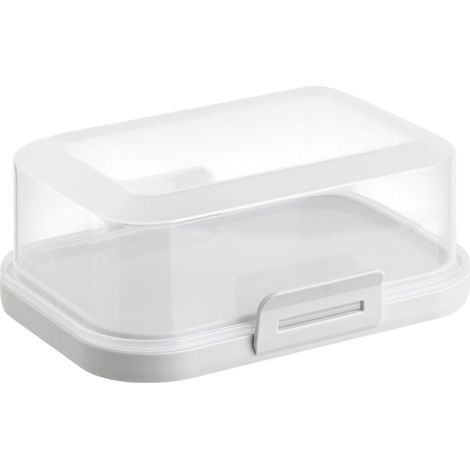 1 beurrier empilable avec fermeture - Boîte en plastique - Rangement parfait dans le réfrigérateur - Sans BPA - Multi-usages - Gris. (1/5)