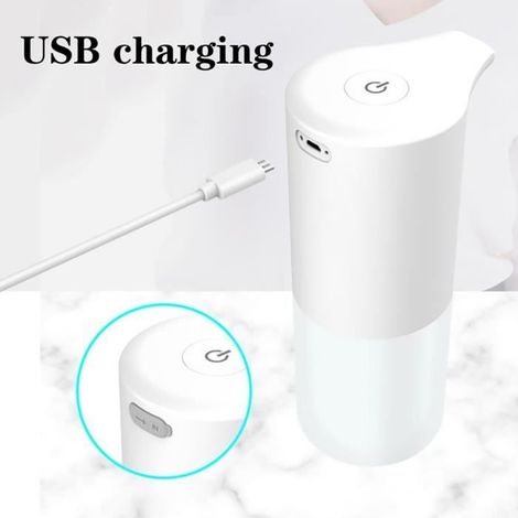 Automatischer, berührungsloser Seifenspender (350 ml) mit USB-Ladefunktion und intelligentem Infrarotsensor – Weiß (1/4)