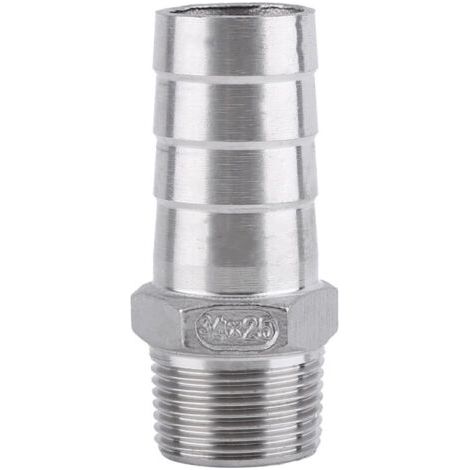 Raccord de tuyau, adaptateur, raccord fileté mâle en acier inoxydable SS304, raccord BSP, tuyau cannelé, connecteurs de pièces (3/4'' x 25 mm)
