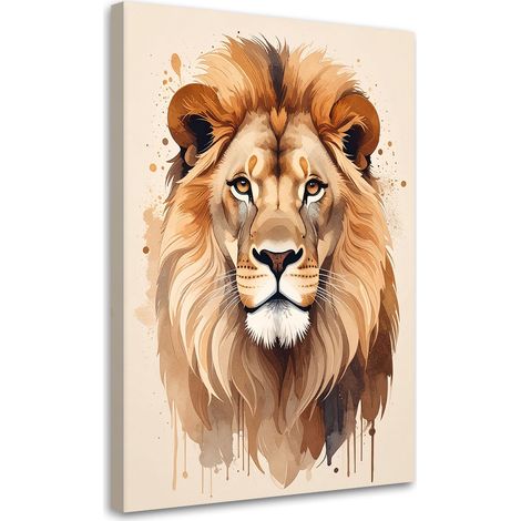 Image sur Toile, Portrait de lion animaux africains nature,20x30 (1/4)