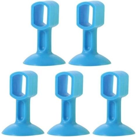 Butée De Porte 5 Pièces Butée De Porte, Protecteur en Silicone Résistant Aux Chocs, Ventouse Butée Murale Salle De Bain Boor Aspiration De Porte Anti-Collision (Couleur: Bleu)