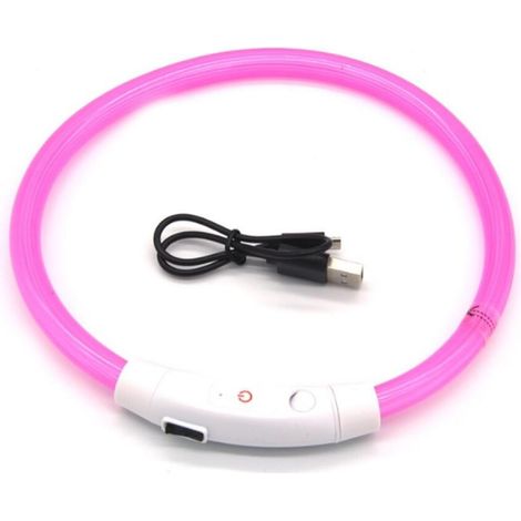 (Rose)Collier Lumineux LED pour Animaux, Rechargeable USB, Découpable, Imperméable, Réglable, pour Petits, Moyens et Grands Chat et Chien (1/5)