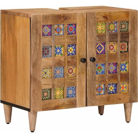 vidaXL Bathroom Sink Cabinet Natural 62 x 33 x 58 cm Solid Mango Wood