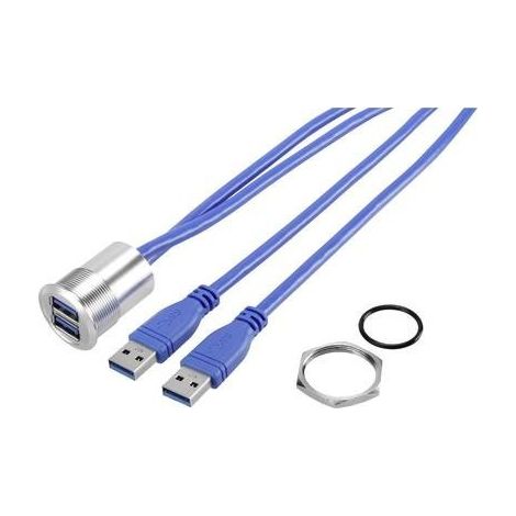 TRU COMPONENTS USB-22 Presa USB da incasso di tipo A 3.0 2x presa A USB 3.0 su 2x Spina A USB 3.0 Contenuto: 1 pz. (1/2)