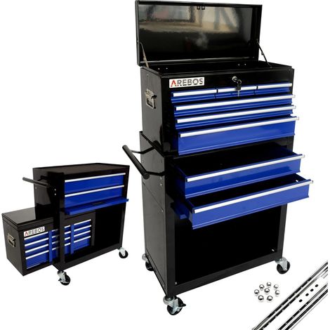 AREBOS Carro de taller Carro de herramientas Caja herramientas 9 compartimentos (1/5)