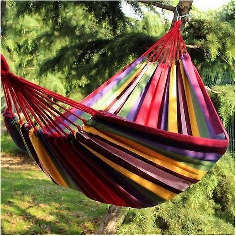 Hamac portable d'extérieur en toile, balançoire de camping avec cordes pour arbres, supportant le poids dans le jardin (5) (1/5)