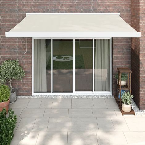 Auvent rétractable Marquise Store Banne Auvent de jardin crème 3,5x2,5 m tissu et aluminium 19131 (1/5)