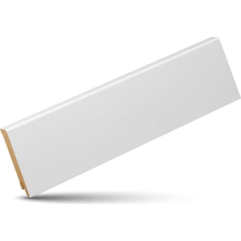 Plinthe moderne blanche MDF revêtue 16 x 80 mm