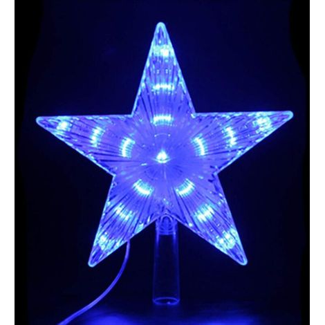 Décorations d'arbre De Noël Flash Étoile Décoration Lumière Paillettes Étoile LED Arbre De Noël Topper Décoration Cime des Arbres pour Noël Décor À La Maison,Bleu (1/4)