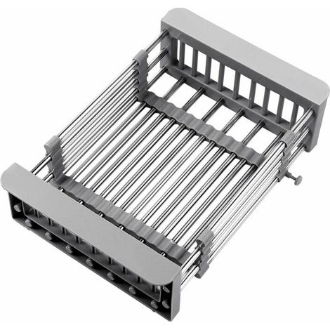 Panier de Vidange Rétractable en Acier Inoxydable pour Évier Égouttoir à Vaisselle Tablette de Cuisine Séchoir à Vaisselle avec Bordure en Plastique Antidérapant Macaron (1/5)