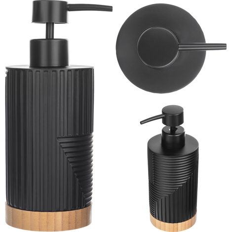 KADAX Dispensador de jabón líquido para lavavajillas, recargable, moderno, con bomba, negro, ovalado (1/5)