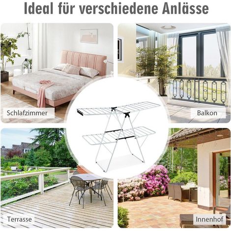 2 stufiger faltbarer waschestander mit verstellbaren flugeln