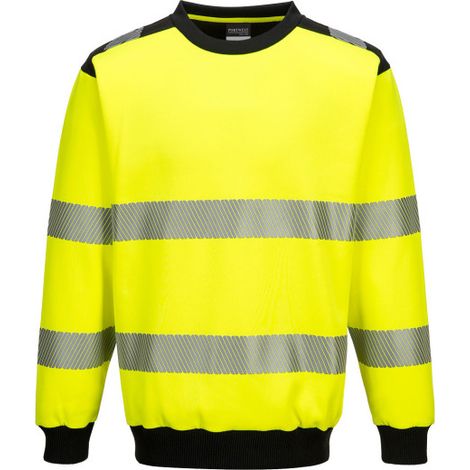 Sudadera PW3 de alta visibilidad con cuello redondo Amarillo/Negro L