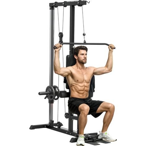 Rameur/rack de musculation pour la maison, sans poids, équipement de fitness à domicile, acier, cuir synthétique, noir.
