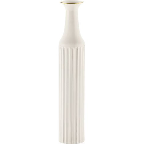 vase décoratif blanc doré en métal design élégant intemporel - blanc mat avec liseré doré