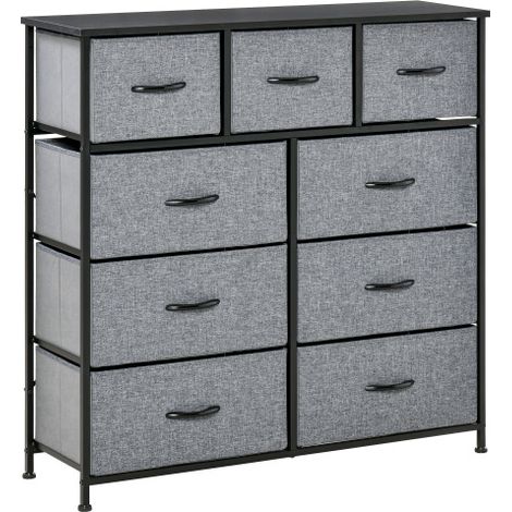 Nine Drawer Grey Fabric Dresser for Stylish Storage Solutions in Bedroom or Nursery