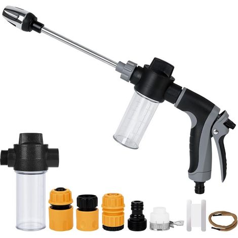 Power Jet Kit pistolet haute pression pour tuyau d'arrosage avec accessoires, pistolet pulvérisateur réglable en métal haute pression avec distributeur de mousse pour voiture, jardin et maison (1/5)