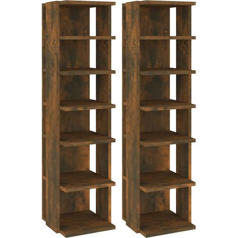 Maison Exclusive - Zapatero 2 uds madera contrachapada roble ahum (1/5)
