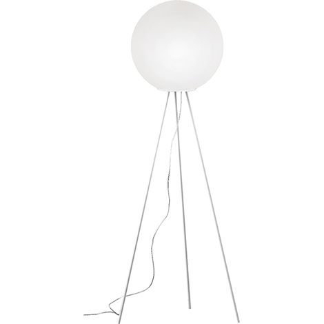 Emily Rossini Group Lampadaire - Trépied En Blanc Mat, Verre Blanc Satiné, Connexion E27 Ip20, Design Industriel Et Sophistiqué (1/5)