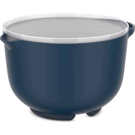 Bol de Préparation plus Couvercle, Base Antidérapante, Résiste au Micro-Ondes et au Lave-Vaisselle, Matériau Résistance aux Chocs Supporte Jusqu'À 110°C, 1500 ml, Navy (1/5)