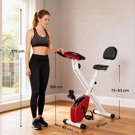 Heimtrainer mit Magnetwiderstand, 8-Stufen, höhenverstellbar, LCD-Display, Rot + Weiß (1/5)