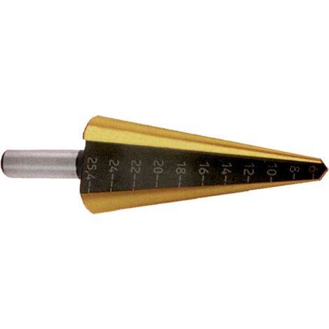 Brocas escalonadas HSS TIN Normal                 Gama taladro 3-14 Largo 62 mm
