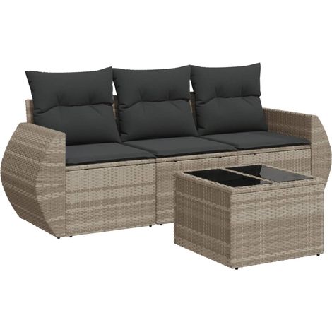 Maison Exclusive - Set Divano da Giardino 4pz con Cuscini Grigio Chiaro Polyrattan