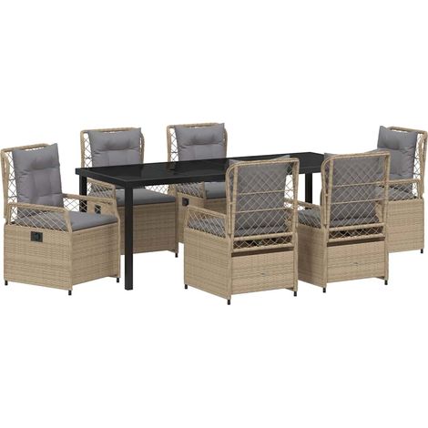 Maison Exclusive - Set da Pranzo per Giardino 7 pcs Beige e Grigio Chiaro