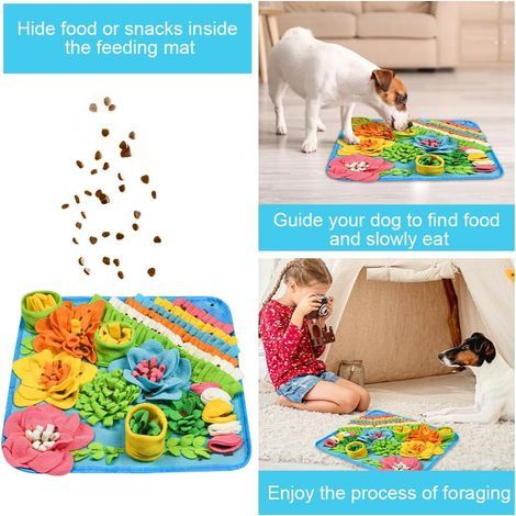 Dog Snuffle Mat, 39 39CM Slow Feeding Snuffle Mat, Foldable Machine Washable Pet Training Snuffle Mat for Rabbit, Cat, Dog (Blus) (1/2)