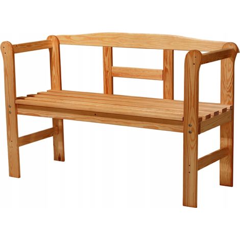 Kadax – Banc de jardin avec dossier en bois de pin naturel 119 x 44 x 76 cm – Boîte de rangement intégrée – Pour terrasses et jardins