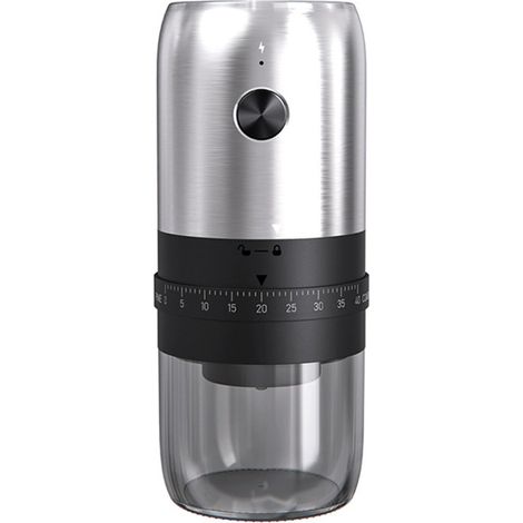 Moulin à café électrique portable - Compact et portable - Sans fil - 40 réglages de mouture - Rechargeable - Broyeur en céramique - Idéal pour les voyages, le camping et le bureau - B (1/4)