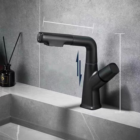 Robinet noir – Évier commercial – Buse cannelée – Eau mixte – Style épuré