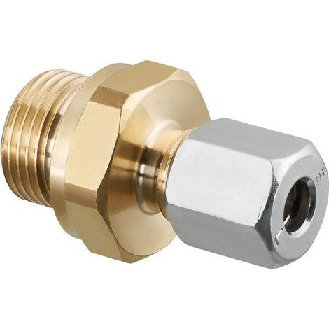 RACCORD DROIT ACIER, BAGUE LAITON, JOINT PLAT, 3/8 x6 mm