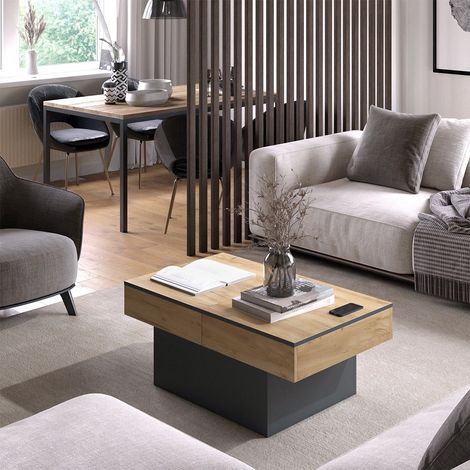 Table basse Boto, Anthracite/chêne doré, 95 x 58 cm Extensible, Vicco (1/5)