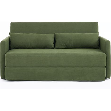 CHICFURN Sofá cama 165 x 92 x 82 cm en tejido acanalado verde para espacios pequeños (1/5)