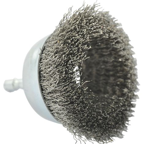 Tivoly • Spazzola da Taglio • Filo in Acciaio Inox • Ø75mm • Coda Esagonale • Per Spellatura Metalli • Acciaio Inox Speciale (1/2)