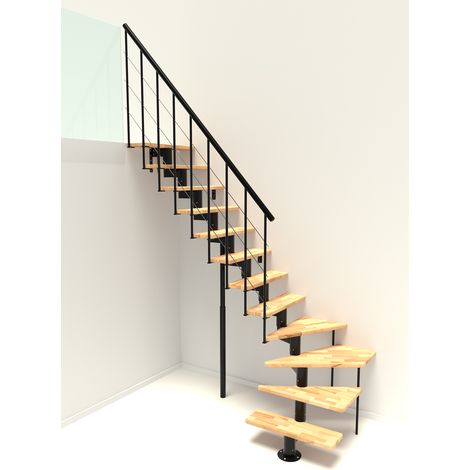 Minka Mittelholmtreppe Comfort Top Turn 37 - 312cm Geschosshöhe Buche Schwarz