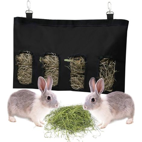 1 Sac à foin, Tissu Oxford 600D, 4 fenêtres, Crochets inclus, Pour lapin cochon d'Inde hamster (1/5)