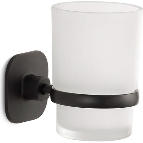 Schwarzer Edelstahl Und Glas Zahnputzbecher  Timo