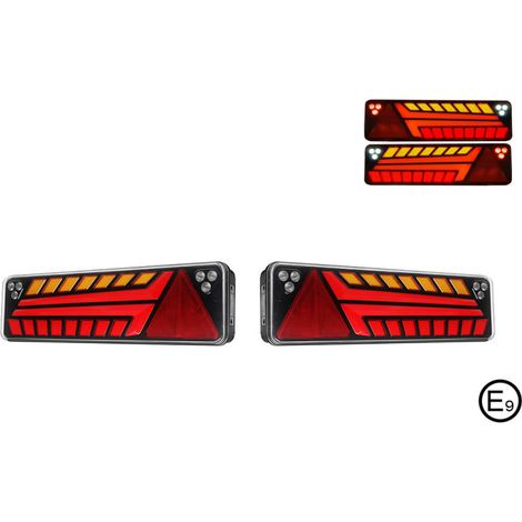 Komplettset links und rechts LED-Rückleuchten mit dynamischem Laufblinker, 52 cm x 14,6 cm, 7 Funktionen, E‑Mark, 12 V–24 V, MAN