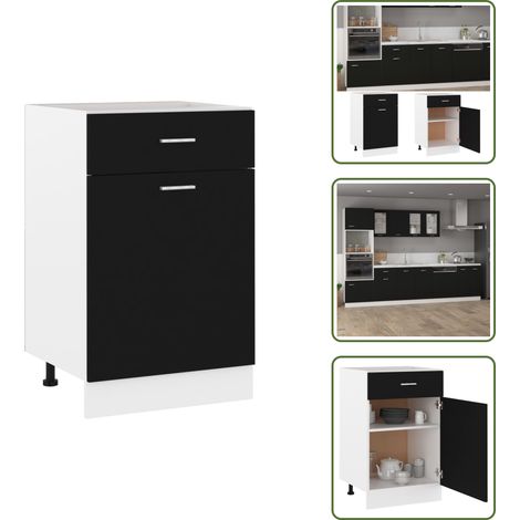Schubunterschrank Schwarz 50x46x81,5 cm Holzwerkstoff - Küchenmöbel - Holzschrank - Untertischschrank - Schwarz - Schubladen (1/5)