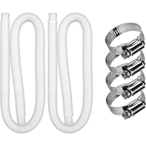 Tubo flessibile, piscina universale – Tubo flessibile di ricambio per piscina sopra terra – 2 tubi del filtro della pompa, flessibile con 4 clip in metallo (diametro : 32 mm, lunghezza : 1,5 m) (2 par (1/5)