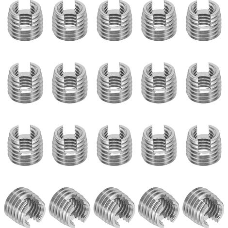 Insert Fileté Auto-Taraudeurs, 20 Pcs M8 x M12 x 10mm Acier Inoxydable 303 Filetage Adaptateur Réducteur Vis à Fente Inserts de Réparation Écrous Manchon (1/5)