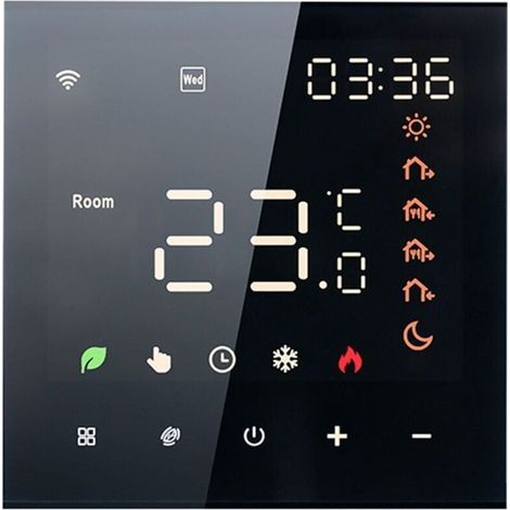 Pair Intelligenter Thermostat 16A, sprachgesteuertes programmierbares Temperaturbedienfeld, Bodenthermostatschalter für Klimaanlagen (Schwarz)