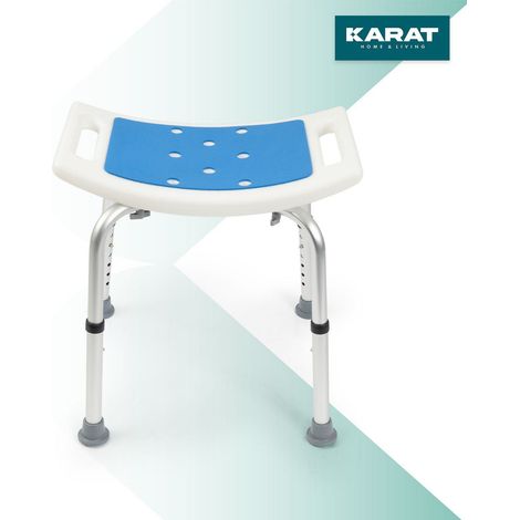 Karat – Siège de douche réglable en hauteur – Capacité 136 kg – Pieds antidérapants – Surface perforée pour évacuation rapide de l'eau