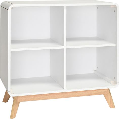 CassieBibliothèque à 4 étagères en effet bois blanc (1/3)