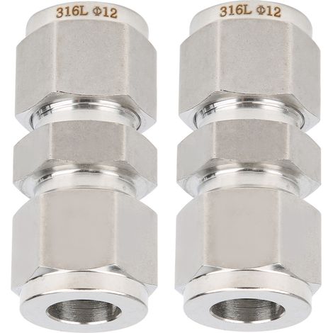 2 raccords à compression droits à double anneau en acier inoxydable 316 (Ф12) (1/5)