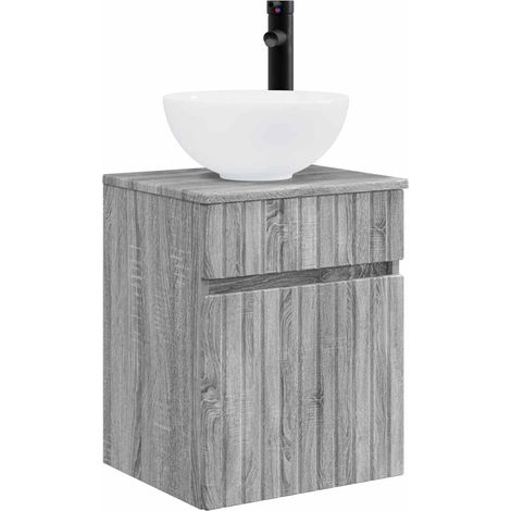 Wall-mounted Sink Vanity Grey Sonoma 39 x 35 x 63 cm vidaXL