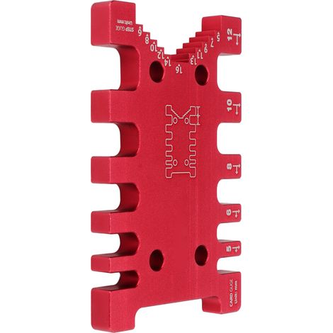 Outil de mesure pour tenons de menuiserie, jauge de résistance à l'usure, utilisation simple, rouge (1/5)